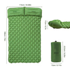 Grüne Doppel-Isomatte mit Maßen 188 × 114 cm, Kopfteil 17 cm, Packsack 23,5 × 13 cm