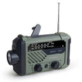 Kurbelradio Plus in Olivgrün mit Taschenlampe, Handkurbel, Antenne und Senderskala