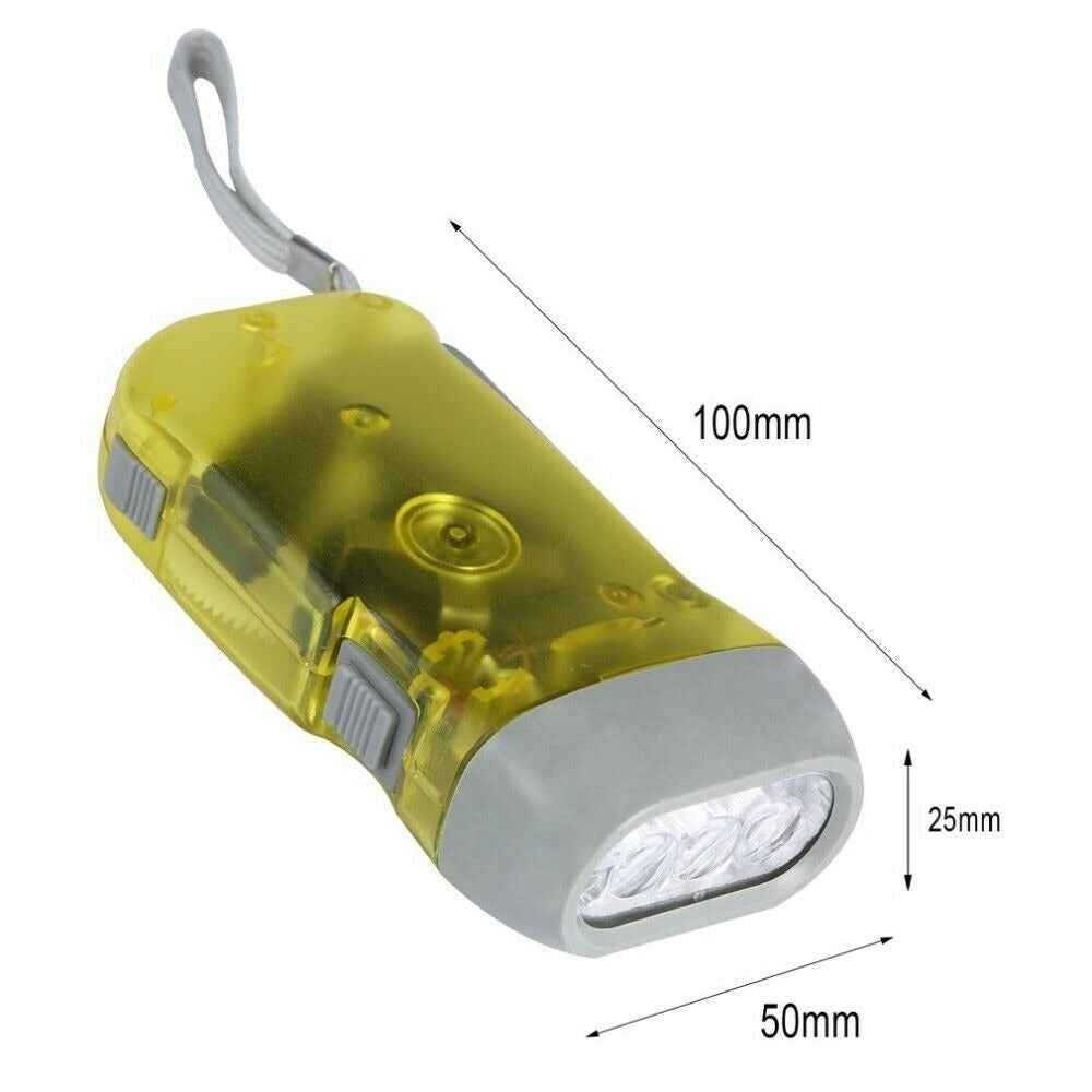 Gelbe LED-Taschenlampe mit drei LEDs und Handschlaufe, Maße 100 × 50 × 25 mm